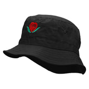 Rose Heart Embroidered Bucket Hat