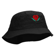 Rose Heart Embroidered Bucket Hat