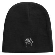 Dog Faces Logo Embroidered 8 inch Acrylic Short Beanie - Black OSFM