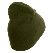 American by Birth Veteran by Choice Embroidered 8 inch Acrylic Short Beanie - Olive OSFM