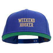 Weekend Hooker Text Embroidered Wool Blend Prostyle Snapback - Royal OSFM