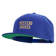 Weekend Hooker Text Embroidered Wool Blend Prostyle Snapback - Royal OSFM