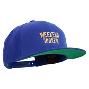 Weekend Hooker Text Embroidered Wool Blend Prostyle Snapback - Royal OSFM