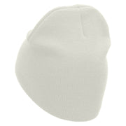 Badge Embroidered 8 inch Acrylic Short beanie - White OSFM