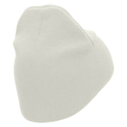 Badge Embroidered 8 inch Acrylic Short beanie - White OSFM