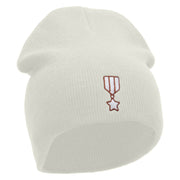 Badge Embroidered 8 inch Acrylic Short beanie - White OSFM