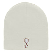 Badge Embroidered 8 inch Acrylic Short beanie - White OSFM