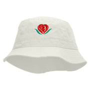 Rose Heart Embroidered Bucket Hat