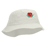 Rose Heart Embroidered Bucket Hat