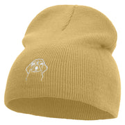 Dog Faces Logo Embroidered 8 inch Acrylic Short Beanie - Khaki OSFM