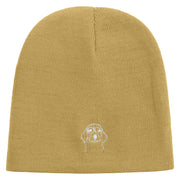 Dog Faces Logo Embroidered 8 inch Acrylic Short Beanie - Khaki OSFM