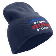 American by Birth Veteran by Choice Embroidered 8 inch Acrylic Short Beanie - Navy OSFM