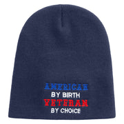 American by Birth Veteran by Choice Embroidered 8 inch Acrylic Short Beanie - Navy OSFM