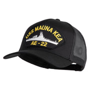 USS Mauna Kea AE 22 Patched Solid Cotton Twill 5 Panel Mesh Back Cap - Black OSFM