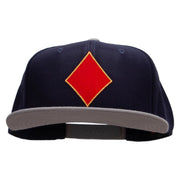 Red Diamond Patched Wool Blend Pro Style 2 Tone Snapback - Grey-Navy OSFM