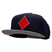 Red Diamond Patched Wool Blend Pro Style 2 Tone Snapback - Grey-Navy OSFM