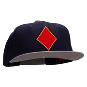 Red Diamond Patched Wool Blend Pro Style 2 Tone Snapback - Grey-Navy OSFM