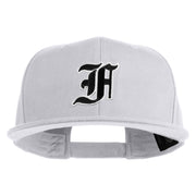 Old English Black F Patched 6 Panels Round Bill Cap - White OSFM