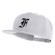 Old English Black F Patched 6 Panels Round Bill Cap - White OSFM