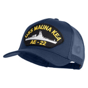 USS Mauna Kea AE 22 Patched Solid Cotton Twill 5 Panel Mesh Back Cap - Navy OSFM
