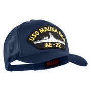 USS Mauna Kea AE 22 Patched Solid Cotton Twill 5 Panel Mesh Back Cap - Navy OSFM