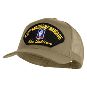 173rd Airborne Brigade Sky Soldier Patched Solid Cotton Twill Mesh Prostyle Cap - Khaki OSFM