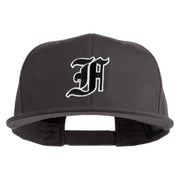 Old English Black F Patched 6 Panels Round Bill Cap - Dark Grey OSFM