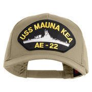 USS Mauna Kea AE 22 Patched Solid Cotton Twill 5 Panel Mesh Back Cap - Khaki OSFM
