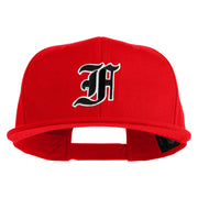Old English Black F Patched 6 Panels Round Bill Cap - Red OSFM