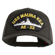 USS Mauna Kea AE 22 Patched Solid Cotton Twill 5 Panel Mesh Back Cap - Charcoal OSFM