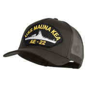 USS Mauna Kea AE 22 Patched Solid Cotton Twill 5 Panel Mesh Back Cap - Charcoal OSFM