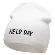 Field Day Embroidered 8 Inch Short Beanie - White OSFM