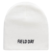 Field Day Embroidered 8 Inch Short Beanie - White OSFM