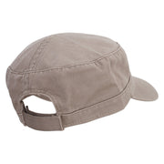 Winter Snowfall Embroidered Garment Washed Adjustable Army Cap - Olive-Green OSFM