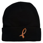 Cancer Color Ribbon Embroidered Long Beanie