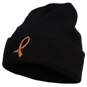 Cancer Color Ribbon Embroidered Long Beanie