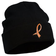 Cancer Color Ribbon Embroidered Long Beanie