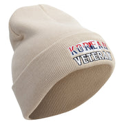 Proud Korean Veteran Embroidered 12 Inch Long Knitted Beanie - Birch OSFM