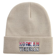 Proud Korean Veteran Embroidered 12 Inch Long Knitted Beanie - Birch OSFM