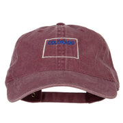 Colorado with Map Outline Embroidered Washed Cotton Cap