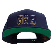 Lucky Seven Slot Machine Embroidered Wool Blend Prostyle Snapback - Navy OSFM