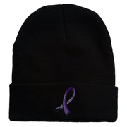 Cancer Color Ribbon Embroidered Long Beanie