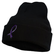 Cancer Color Ribbon Embroidered Long Beanie