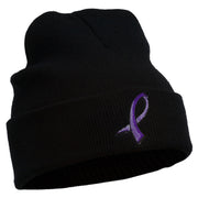 Cancer Color Ribbon Embroidered Long Beanie