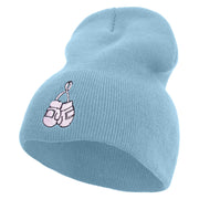 Cute Boxing Gloves to Cancer Day Embroidered 8 inch Acrylic Short Beanie - Lt-Blue OSFM