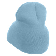 Cute Boxing Gloves to Cancer Day Embroidered 8 inch Acrylic Short Beanie - Lt-Blue OSFM