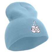 Cute Boxing Gloves to Cancer Day Embroidered 8 inch Acrylic Short Beanie - Lt-Blue OSFM