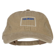 Colorado with Map Outline Embroidered Washed Cotton Cap