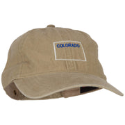 Colorado with Map Outline Embroidered Washed Cotton Cap