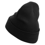 Racing Championship Embroidered 12 Inch Long Knitted Beanie - Black OSFM
